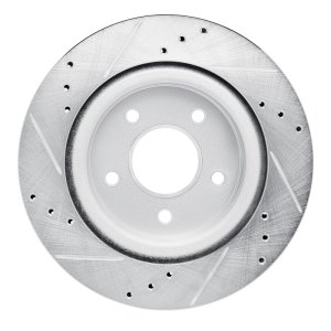 Nissan Qashqai Brake Rotor (1) - Rear Right - R1 Concepts - Drilled & Slotted - Silver - `17-`25